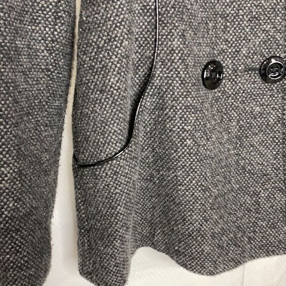 Miss Sixty Wool Blend Double Breasted Belted Pea Coat Grey Tweed Small EUC - Picture 6 of 16
